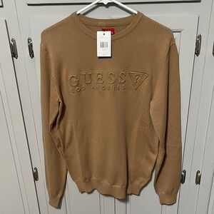 NWT Mens Guess Crewneck Sweater tan, small